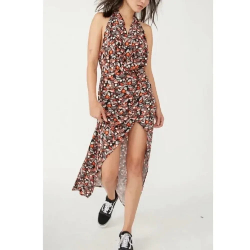 Free People Women's Daria Long Maxi preppy babydoll Dress Combo Large A006589